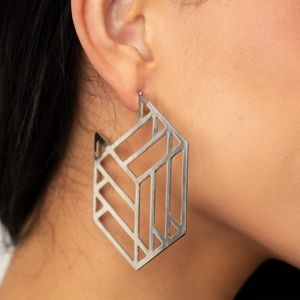 Gotta Get Geo-ing Silver Hoop Earring (196)